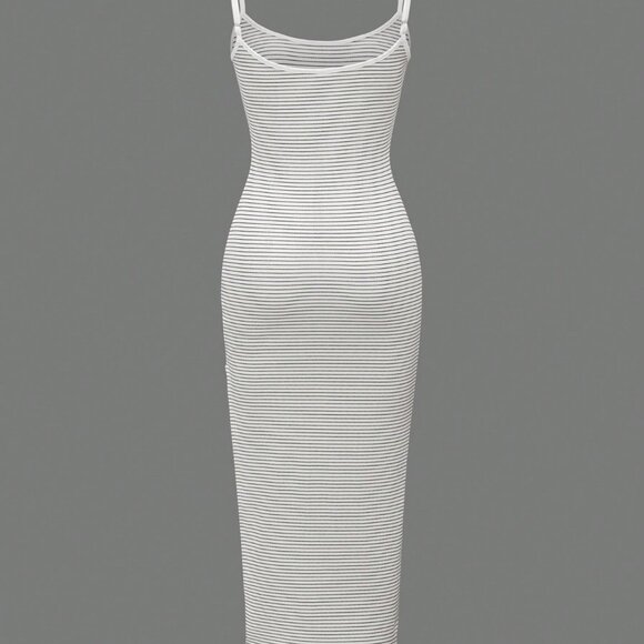 Black And White Sexy Women's Striped Spaghetti Strap Sleeveless Dress - Picture 6 of 6